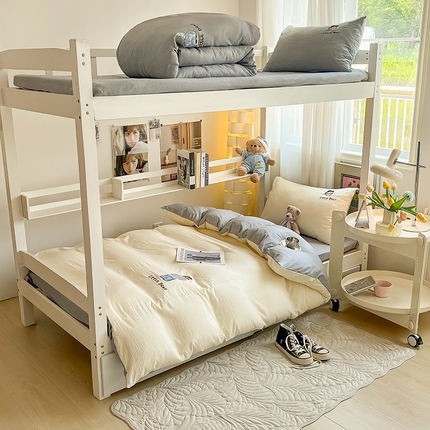 91家纺网 家纺一手货源 找家纺 （总）眠帛家居 2024新款宿舍三件套水洗棉提花刺绣四件套熊先生