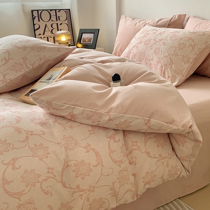 91家纺网 家纺一手货源 找家纺 （总）莱茵家居 2024新款全棉磨毛A类色织提花四件套