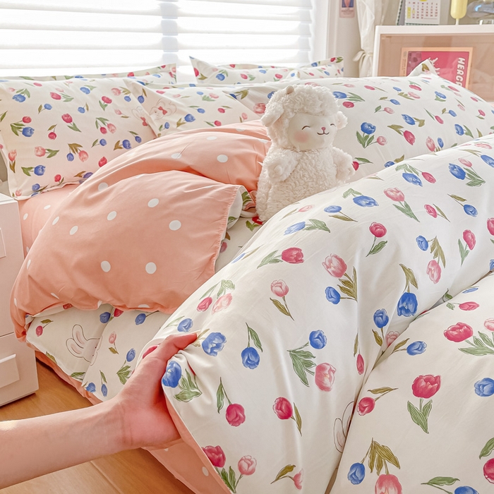 91家纺网 家纺一手货源 找家纺 楠沐家纺 （套件）2025新款亲肤芦荟棉美棉磨毛印花四件套(第二批) 花花兔