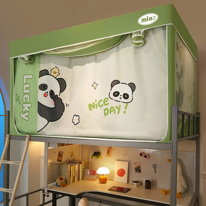 91家纺网 家纺一手货源 找家纺 2025新款A类大版卡通超强遮光防蚊学生坐床蚊帐 摆拍熊猫