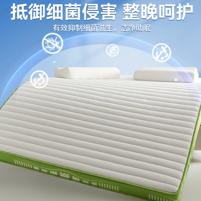 91家纺网 家纺一手货源 找家纺 布卢姆床垫 2025新款针织乳胶立体成人床垫-长城款 长城-绿白