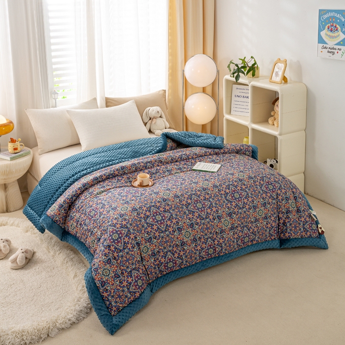 91家纺网 家纺一手货源 找家纺 锦鹭被业 2025新款全棉豆豆绒被系列 金枝玉叶