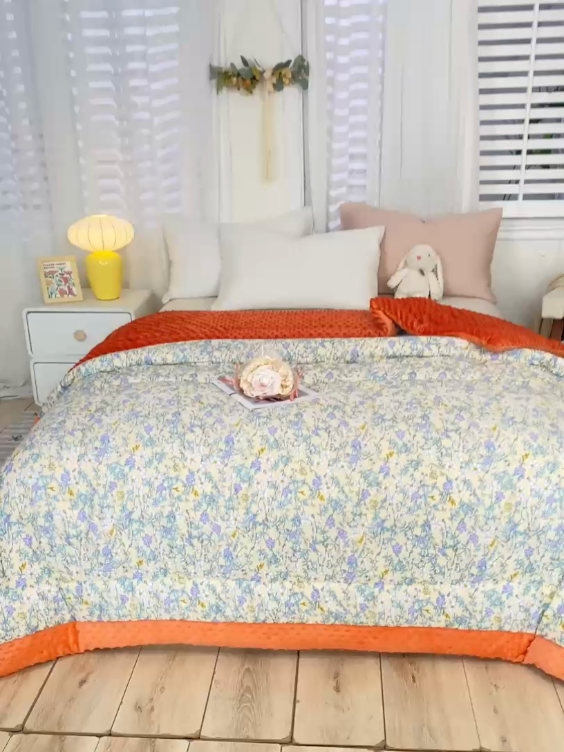 91家纺网 家纺一手货源 找家纺 锦鹭被业 2025新款全棉豆豆绒被系列 一抹清香
