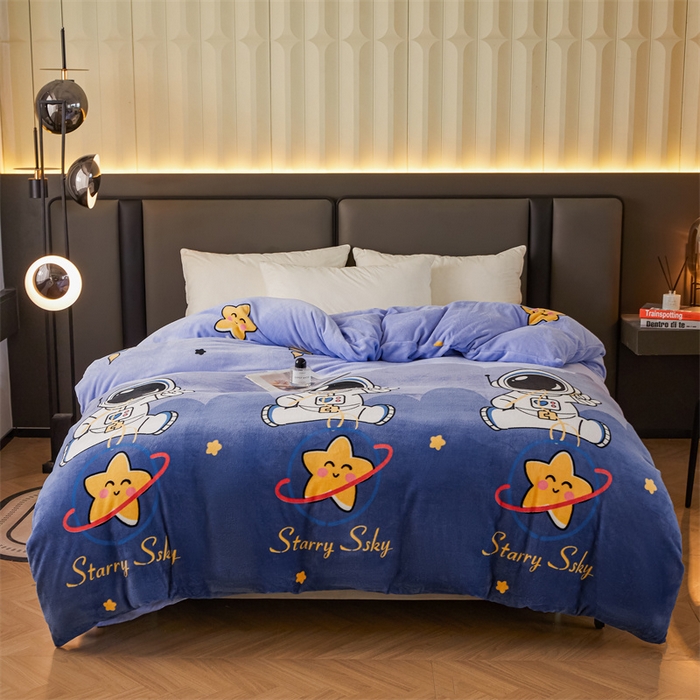 91家纺网 家纺一手货源 找家纺 董韵家纺 2025新款高克重全消光牛奶绒法莱绒金貂绒印花单品被套床裙四件套（提供买家秀） 领航员