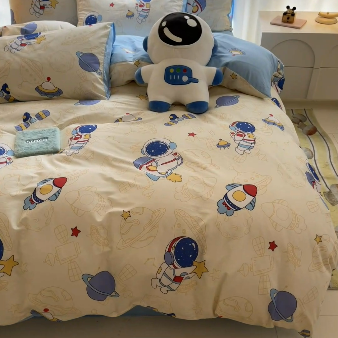 91家纺网 家纺一手货源 找家纺 （总）博雅 2024新款宇航员系列全棉四件套（专版花型）