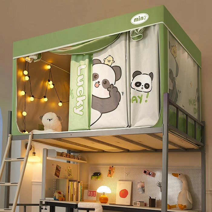 91家纺网 家纺一手货源 找家纺 2025新款A类大版卡通超强遮光防蚊学生坐床蚊帐 摆拍熊猫