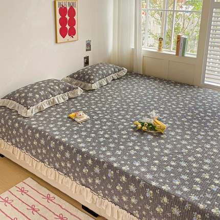 暖居 2024纯棉榻榻米四件套单件农村大炕盖支持定制绗缝防滑单件纯棉床单四季通用 晚介