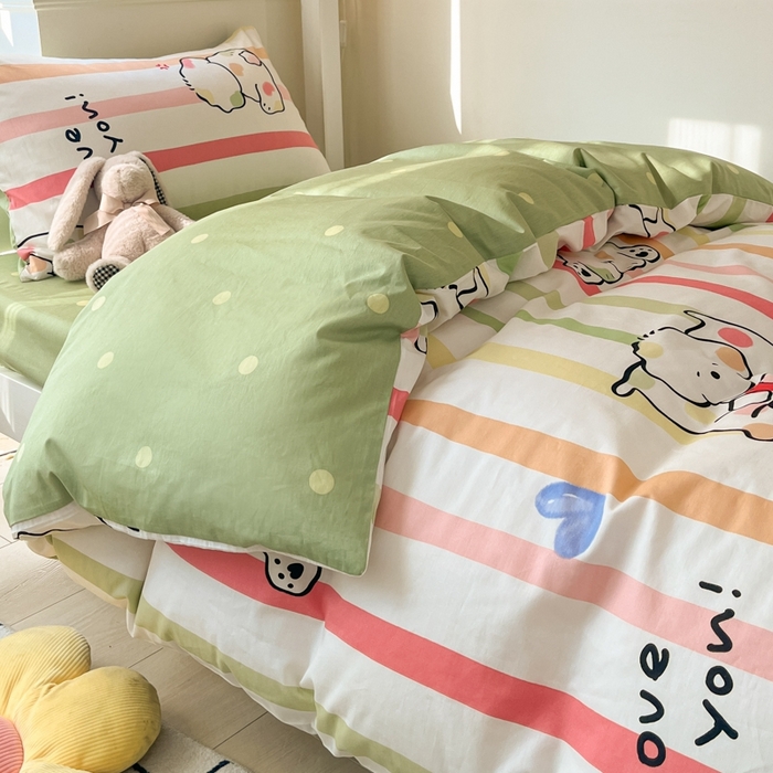 91家纺网 家纺一手货源 找家纺 吉象家纺 2025新款全棉印花款三件套 糯米团