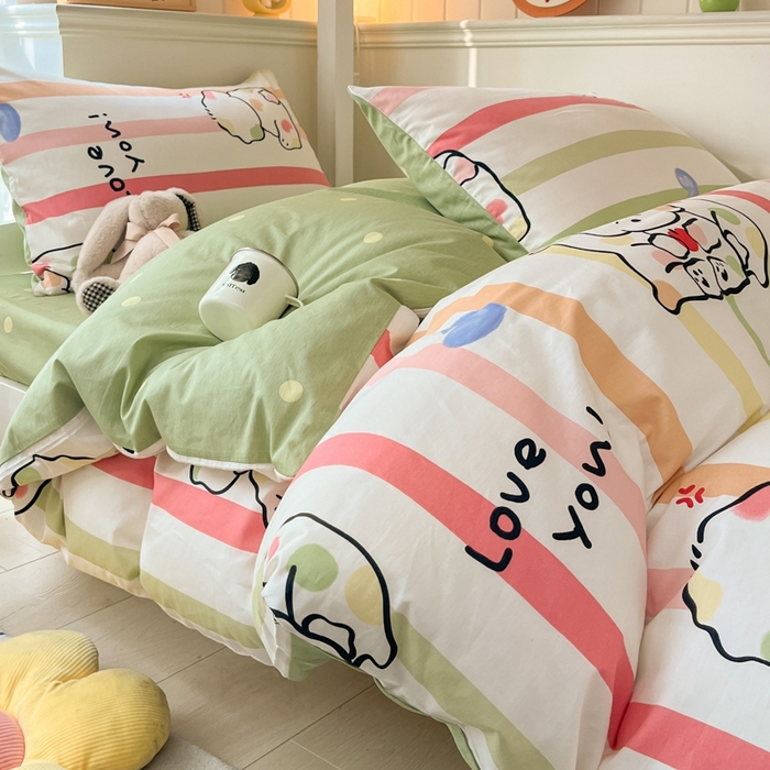 91家纺网 家纺一手货源 找家纺 吉象家纺 2025新款全棉印花款三件套 糯米团