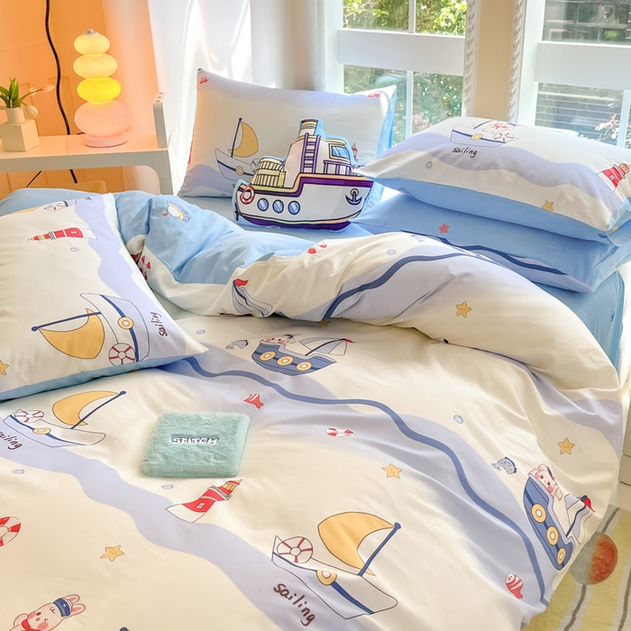 91家纺网 家纺一手货源 找家纺 博雅 2024新款宇航员系列全棉四件套（专版花型） 航海家