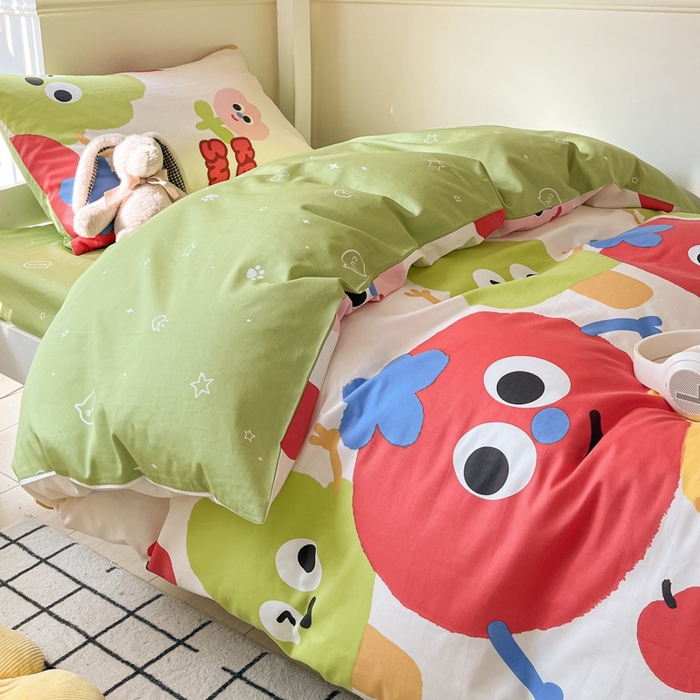 91家纺网 家纺一手货源 找家纺 吉象家纺 2025新款全棉印花款三件套 微笑天团