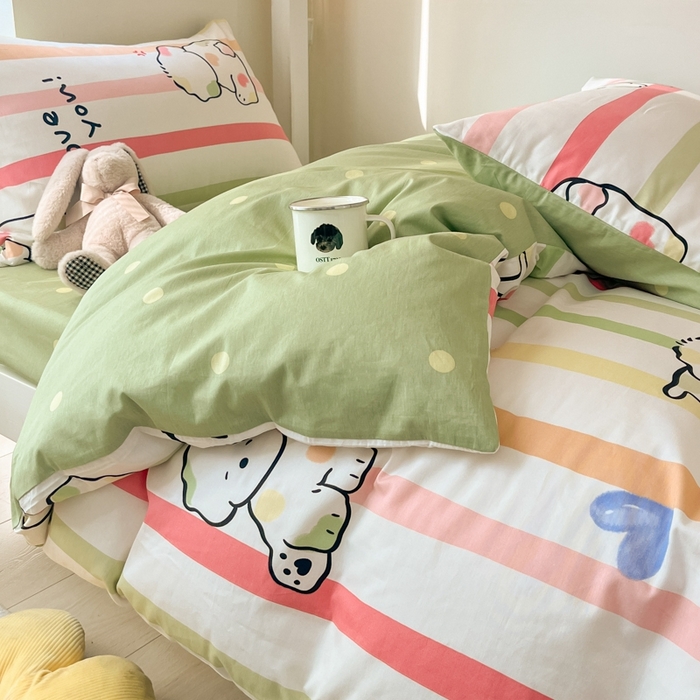 91家纺网 家纺一手货源 找家纺 吉象家纺 2025新款全棉印花款三件套 糯米团