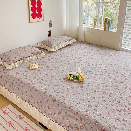 暖居 2024纯棉榻榻米四件套单件农村大炕盖支持定制绗缝防滑单件纯棉床单四季通用 璀璨