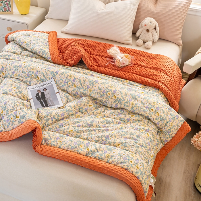 91家纺网 家纺一手货源 找家纺 锦鹭被业 2025新款全棉豆豆绒被系列 一抹清香