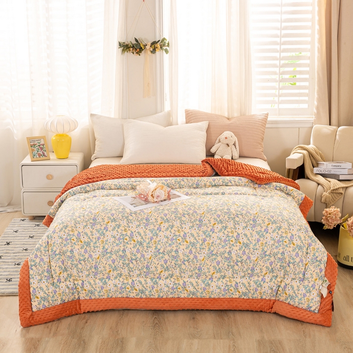 91家纺网 家纺一手货源 找家纺 锦鹭被业 2025新款全棉豆豆绒被系列 一抹清香