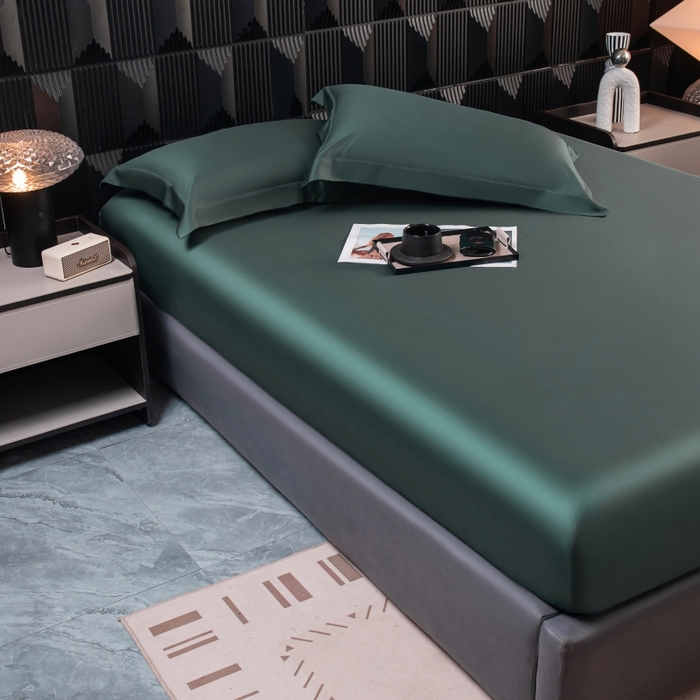 91家纺网 家纺一手货源 找家纺 好阁家纺 2024新款进口LF级60S莱赛尔莱赛尔床笠两件套三件套 曼岛绿