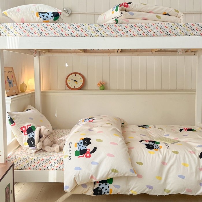 91家纺网 家纺一手货源 找家纺 吉象家纺 2025新款全棉印花款三件套 靴子猫