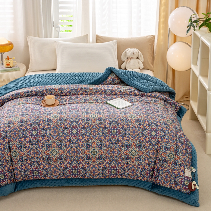 91家纺网 家纺一手货源 找家纺 锦鹭被业 2025新款全棉豆豆绒被系列 金枝玉叶