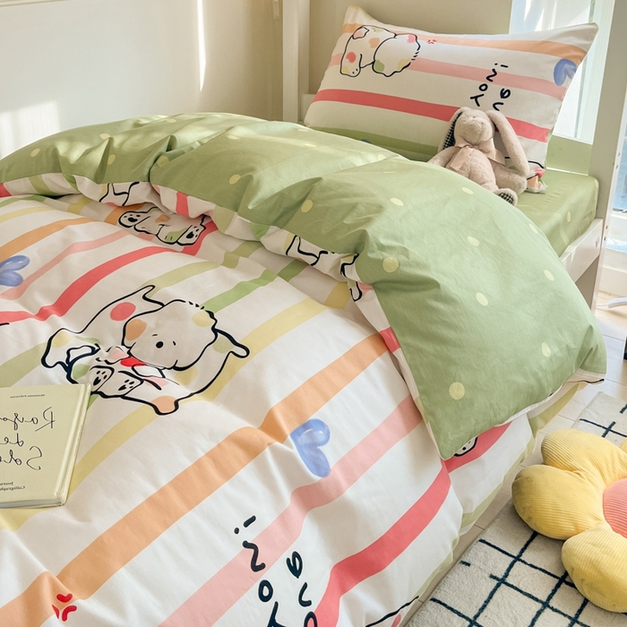 91家纺网 家纺一手货源 找家纺 吉象家纺 2025新款全棉印花款三件套 糯米团