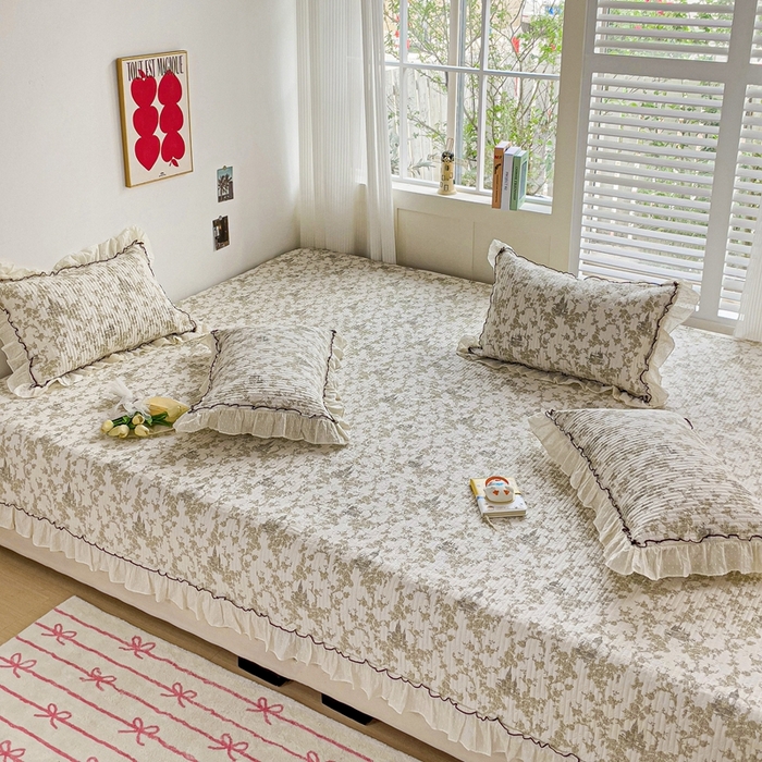 91家纺网 家纺一手货源 找家纺 暖居 2024纯棉榻榻米四件套单件农村大炕盖支持定制绗缝防滑单件纯棉床单四季通用 城堡