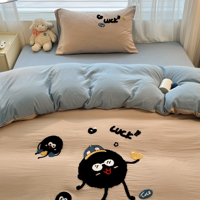 91家纺网 家纺一手货源 找家纺 优承佳生活馆 2024新款水洗m毛巾绣四件套 黑煤球