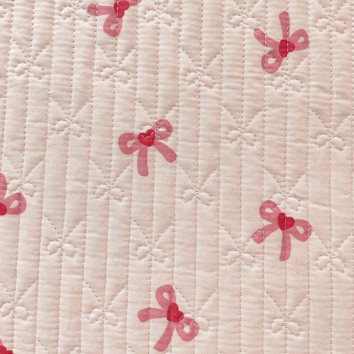 91家纺网 家纺一手货源 找家纺 暖居 2024纯棉榻榻米四件套单件农村大炕盖支持定制绗缝防滑单件纯棉床单四季通用 粉蝴蝶结