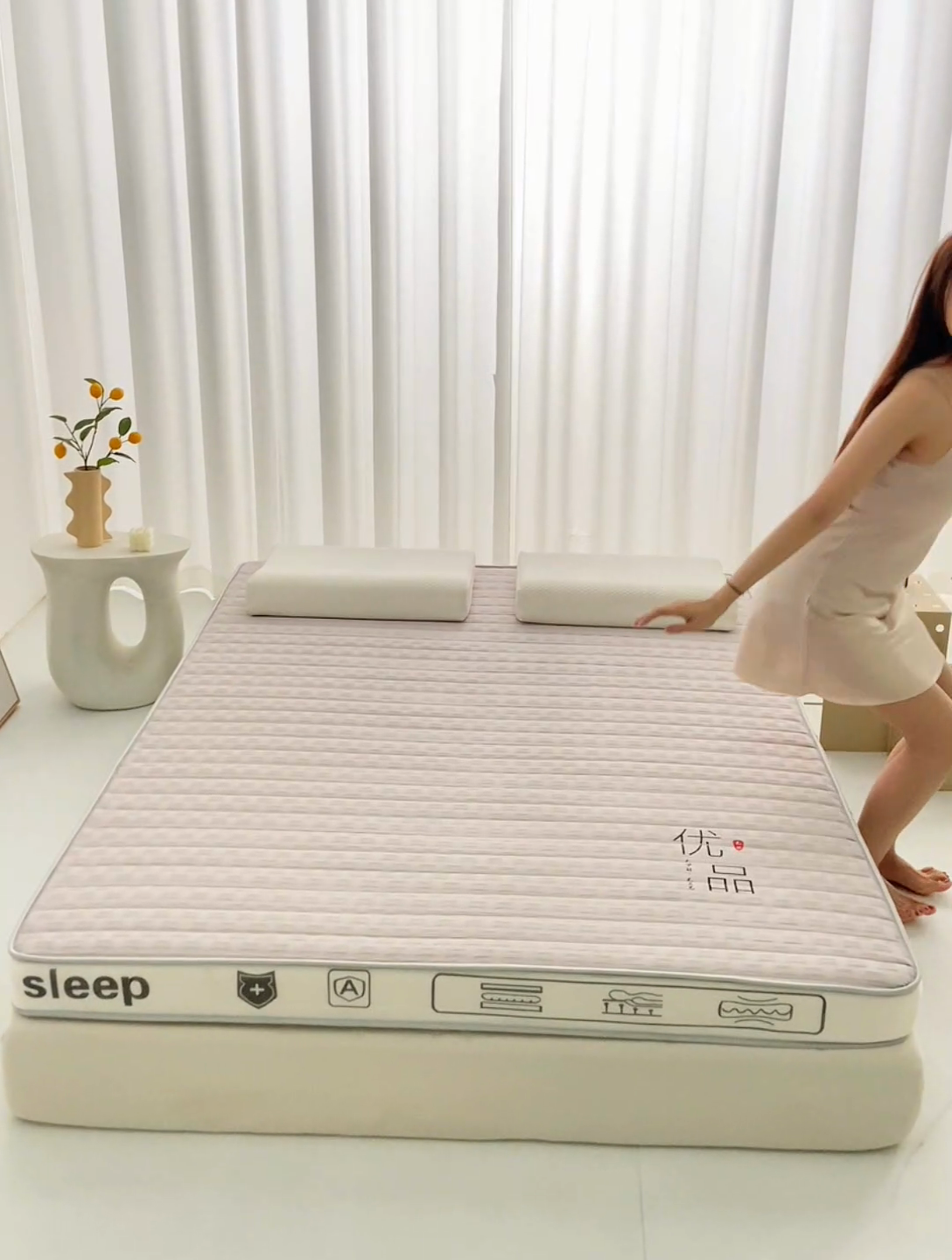 91家纺网 家纺一手货源 找家纺  顺发床垫 2025新款A类华夫格天然乳胶抗压棉床垫 灰色