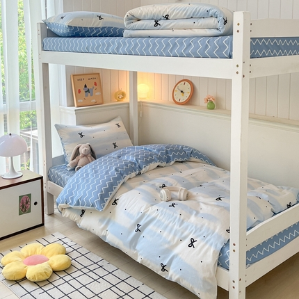 吉象家纺 2025新款全棉印花款三件套 蓝茵