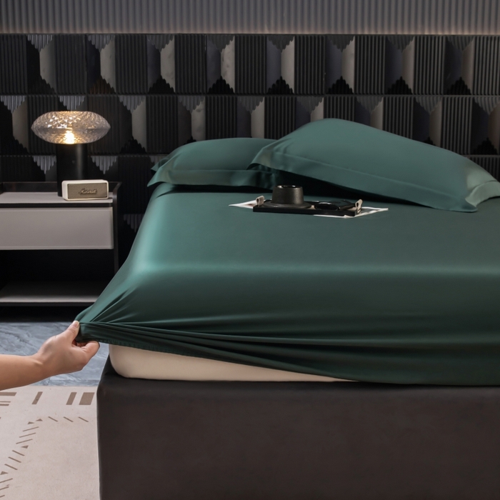 91家纺网 家纺一手货源 找家纺 好阁家纺 2024新款进口LF级60S莱赛尔莱赛尔床笠两件套三件套 曼岛绿