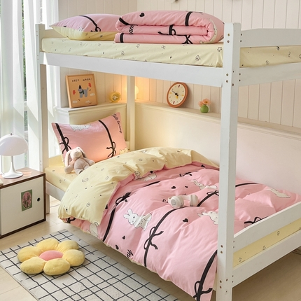 吉象家纺 2025新款全棉印花款三件套 玉兔-浅粉