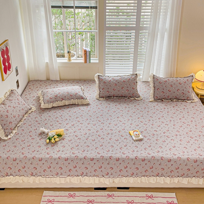 91家纺网 家纺一手货源 找家纺 暖居 2024纯棉榻榻米四件套单件农村大炕盖支持定制绗缝防滑单件纯棉床单四季通用 璀璨