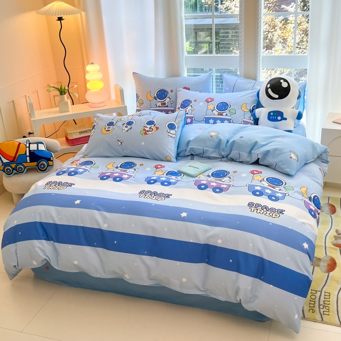 91家纺网 家纺一手货源 找家纺 博雅 2024新款宇航员系列全棉四件套（专版花型） 宇航员