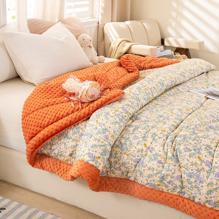 91家纺网 家纺一手货源 找家纺 锦鹭被业 2025新款全棉豆豆绒被系列 一抹清香