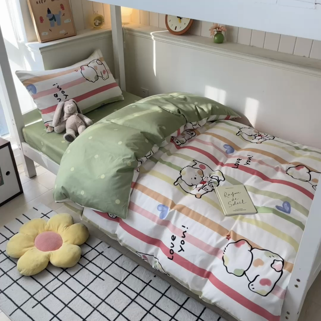 91家纺网 家纺一手货源 找家纺 吉象家纺 2025新款全棉印花款三件套 糯米团