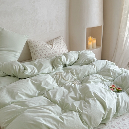 91家纺网 家纺一手货源 找家纺 （总）柚子YOUTH 2024新款全棉水洗棉碎花温柔系四件套