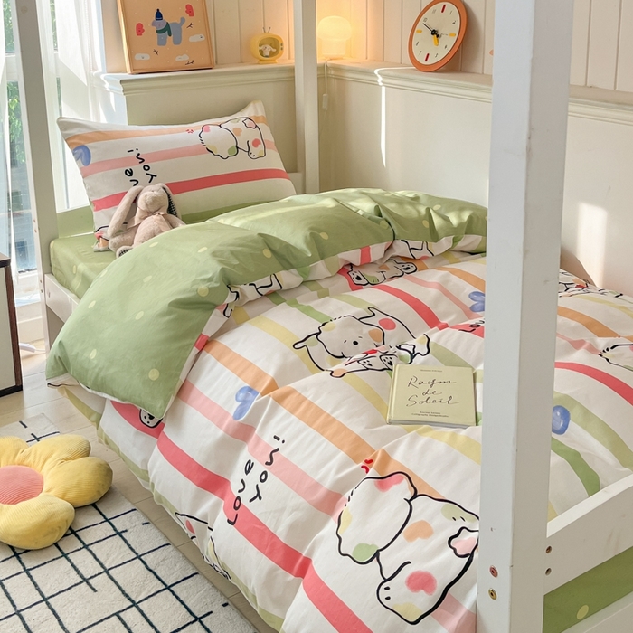 91家纺网 家纺一手货源 找家纺 吉象家纺 2025新款全棉印花款三件套 糯米团