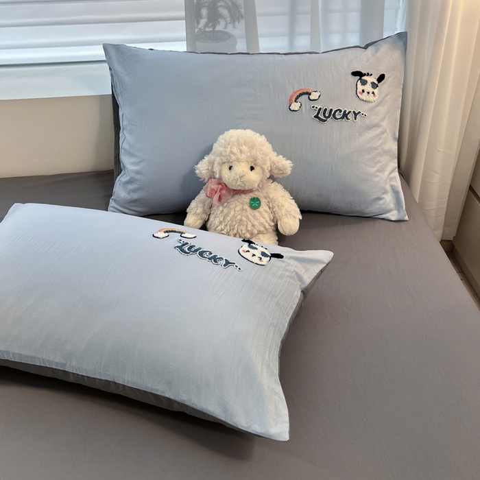 91家纺网 家纺一手货源 找家纺 优承佳生活馆 2024新款水洗m毛巾绣四件套 幸运小奶狗