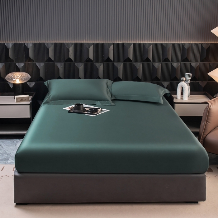 91家纺网 家纺一手货源 找家纺 好阁家纺 2024新款进口LF级60S莱赛尔莱赛尔床笠两件套三件套 曼岛绿