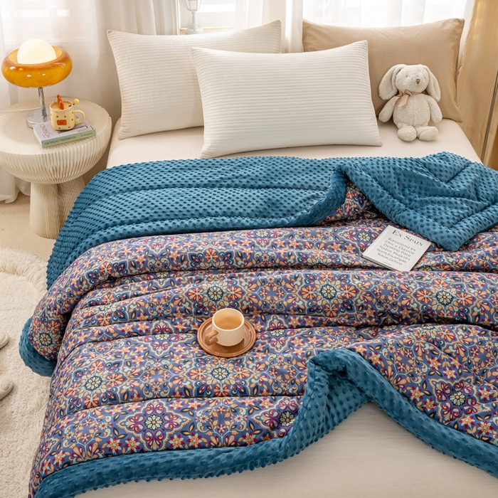 91家纺网 家纺一手货源 找家纺 锦鹭被业 2025新款全棉豆豆绒被系列 金枝玉叶