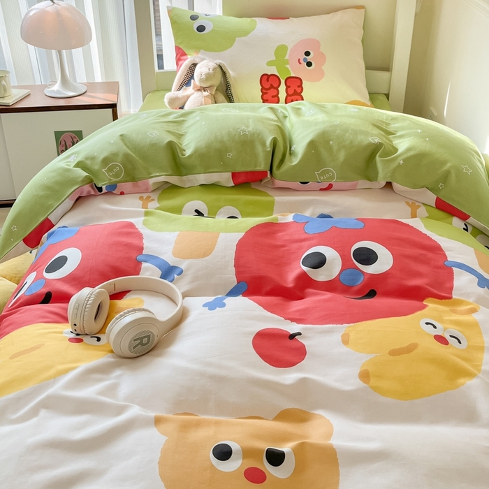 91家纺网 家纺一手货源 找家纺 吉象家纺 2025新款全棉印花款三件套 微笑天团