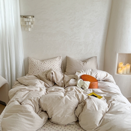 91家纺网 家纺一手货源 找家纺 （总）柚子YOUTH 2024新款全棉水洗棉碎花温柔系四件套