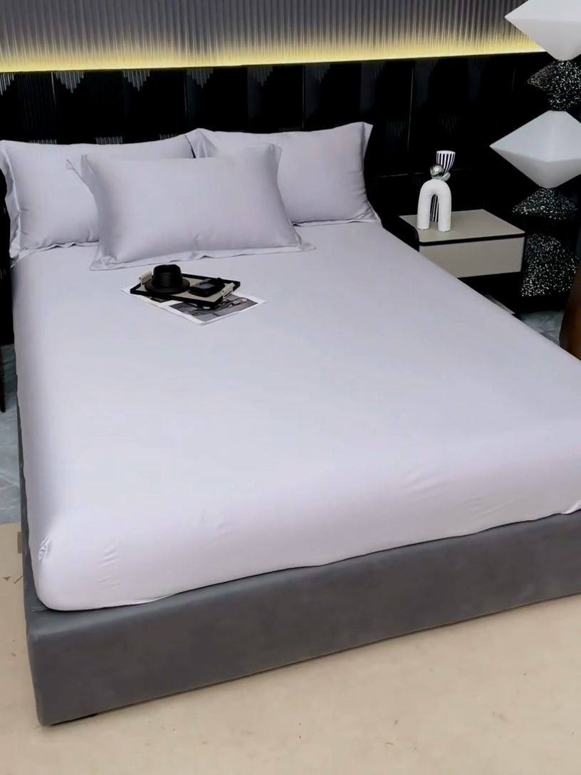 91家纺网 家纺一手货源 找家纺 好阁家纺 2024新款进口LF级60S莱赛尔莱赛尔床笠两件套三件套 灰紫