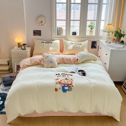 91家纺网 家纺一手货源 找家纺 （总）雨帆家纺 2024新款卡通毛巾绣系列四件套