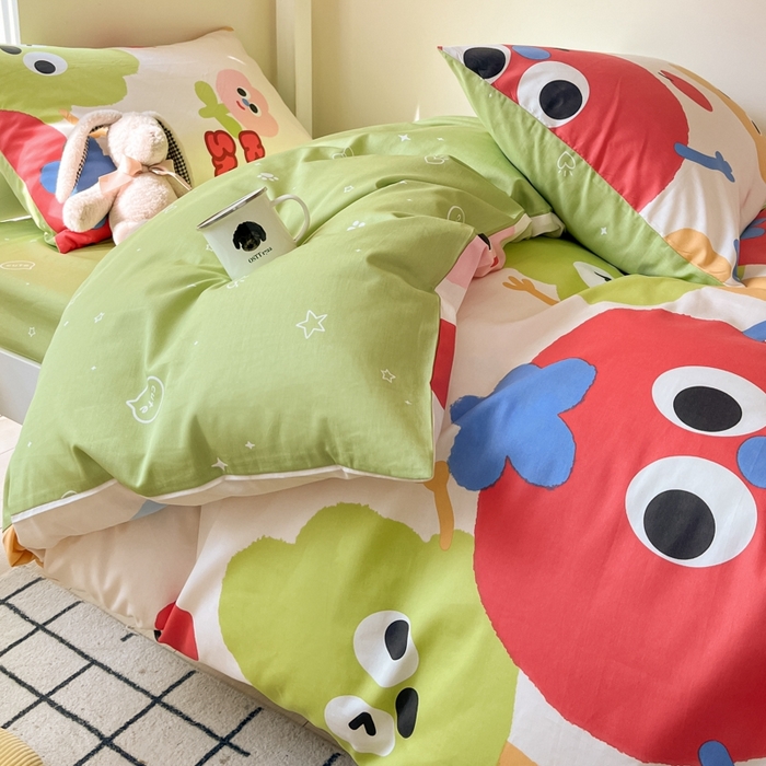 91家纺网 家纺一手货源 找家纺 吉象家纺 2025新款全棉印花款三件套 微笑天团