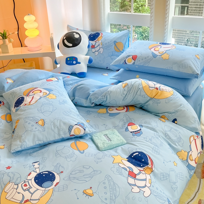 91家纺网 家纺一手货源 找家纺 博雅 2024新款宇航员系列全棉四件套（专版花型） 环游太空