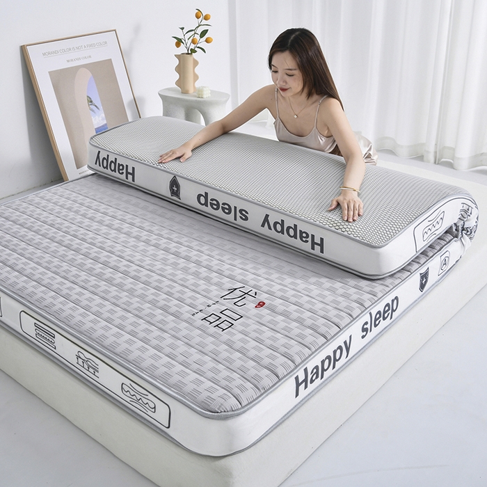 91家纺网 家纺一手货源 找家纺  顺发床垫 2025新款A类华夫格天然乳胶抗压棉床垫 灰色