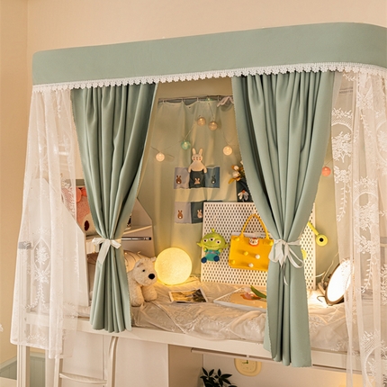 91家纺网 家纺一手货源 找家纺 （总）卓尔居 2025新款浪漫学生蚊帐宿舍雪尼尔交织工艺蕾丝幔纱U型导轨蚊帐-镜中花 