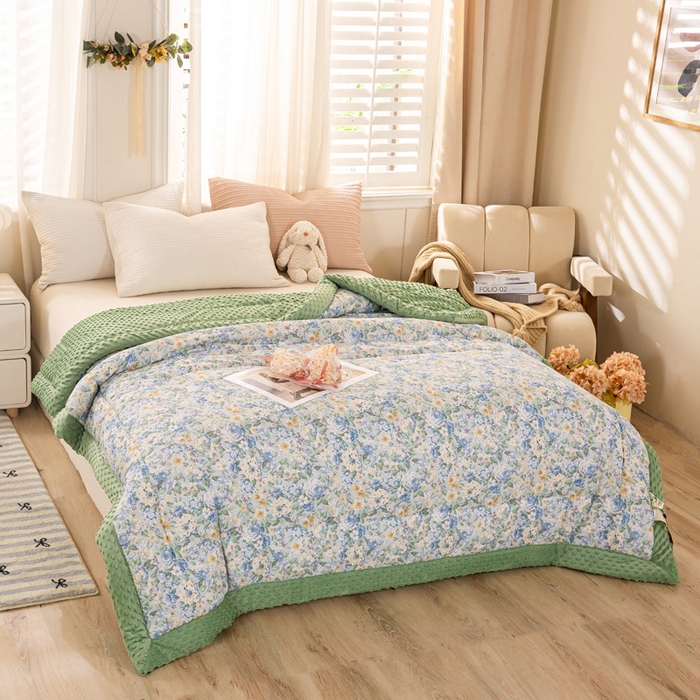 91家纺网 家纺一手货源 找家纺 锦鹭被业 2025新款全棉豆豆绒被系列 水墨花