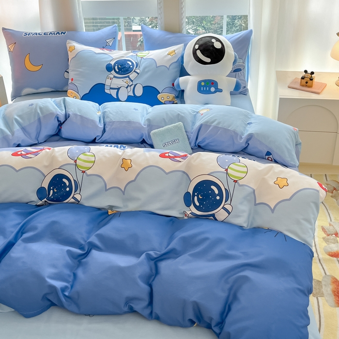 91家纺网 家纺一手货源 找家纺 博雅 2024新款宇航员系列全棉四件套（专版花型） 太空漫步