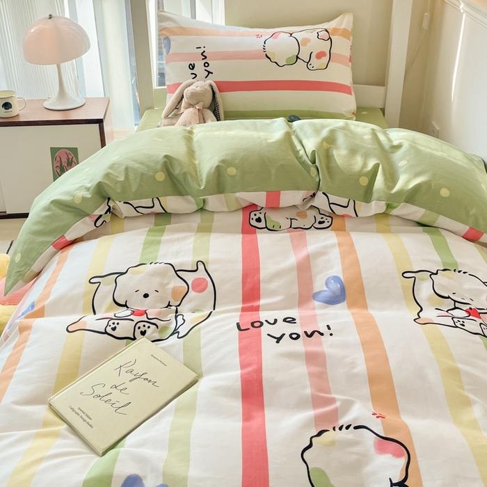 91家纺网 家纺一手货源 找家纺 吉象家纺 2025新款全棉印花款三件套 糯米团